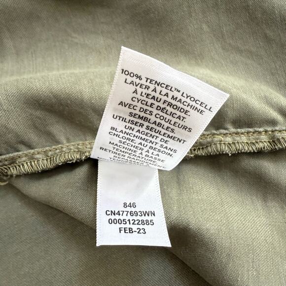 Caslon Cap Sleeve Button Front Tie Waist Utility Midi Dress Olive Green Size 3X - Picture 11 of 11